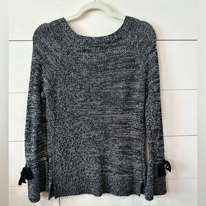Loft Women's Black and Gray Sweater with bows. Size XS but oversized